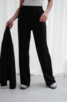 Luksusowy Komplet Damski Masełko Bluza Rozpinana + Spodnie Wide Leg Premium Soft Touch Elegancja & Komfort-CZARNY